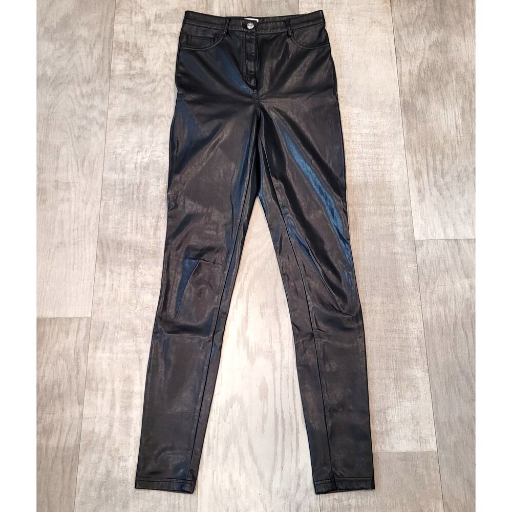 Aritzia Wilfred Free Size 4 Black Faux Leather Leggings High Rise Pants Grunge